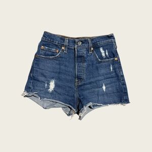 Levi's Blue Distressed Jean Shorts